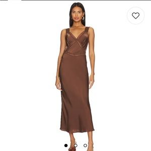 Bardot Emory Lace Trim Satin Cutout Midi Slipdress - size 4 NWT